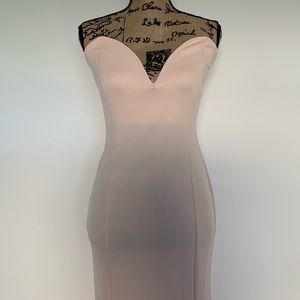 Club L London Nude Fishtail Maxi Dress